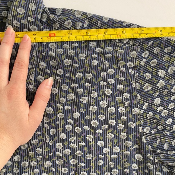 Ted Baker Men's Floral Sz 3 US M Flip Cuff Button Down Long Sleeve Shirt Spring - Picture 6 of 12